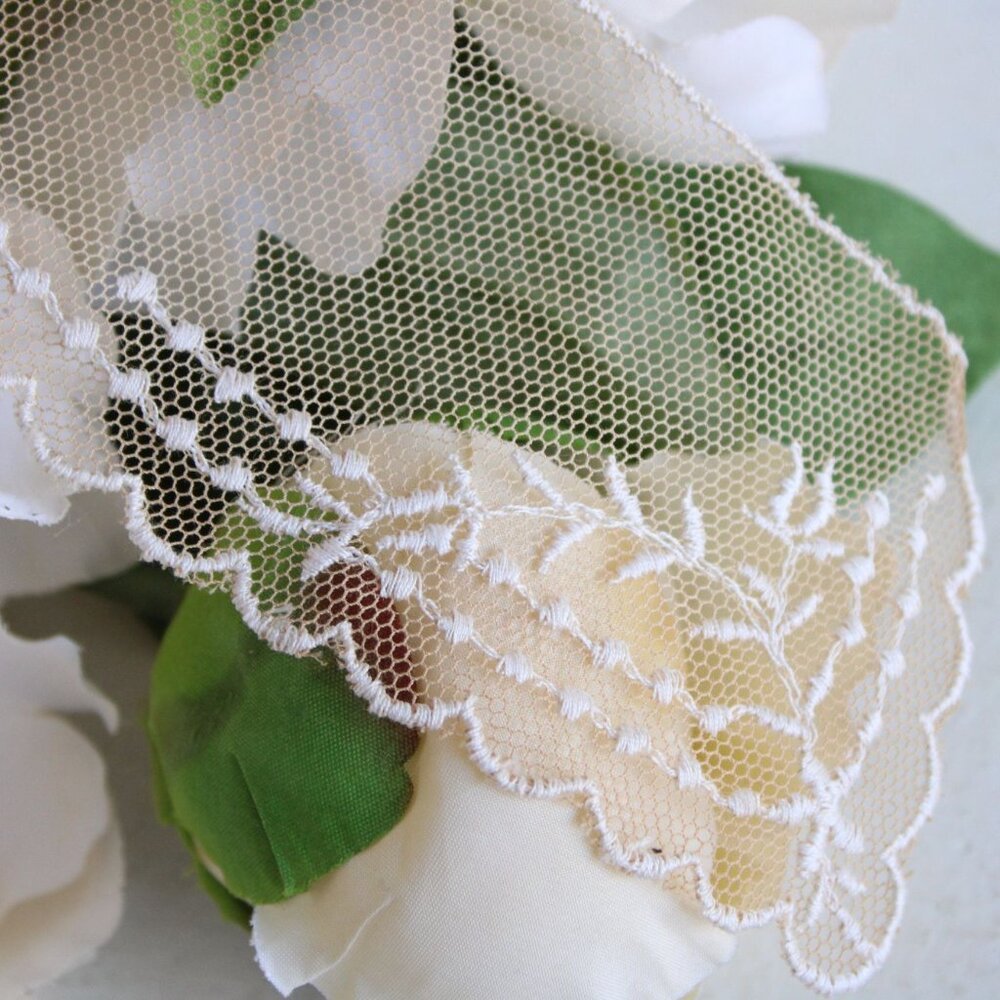 Vintage Ivory Lace Appliques, Pair of 9" Long Collar Pieces - Picture 4 of 10